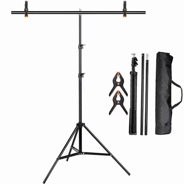WH 2 x 2m T-Shape Backdrop Stand for Photo Studio Background Stand Height-Adjustable Tripod Stand Kit with 2 Clip