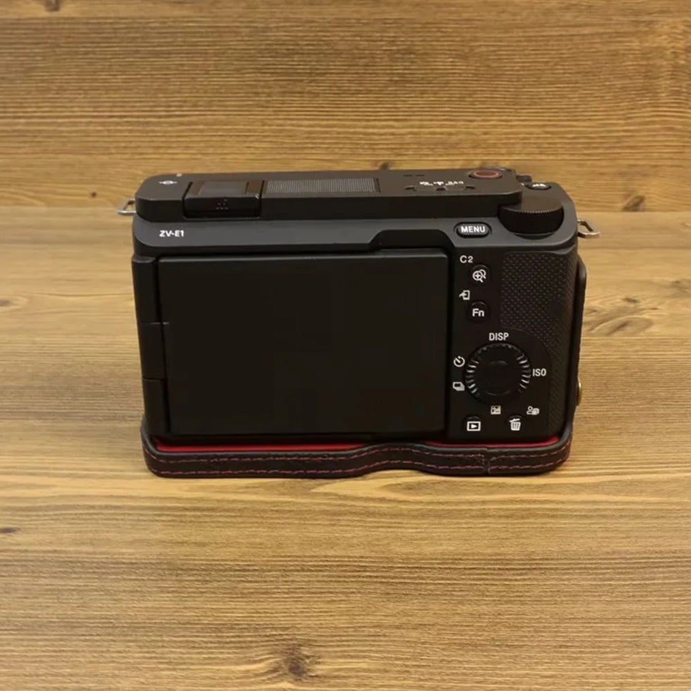 For Sony ZV-E1 Half Body Cover Genuine Cow Leather Camera Bottom Case with Battery Opening