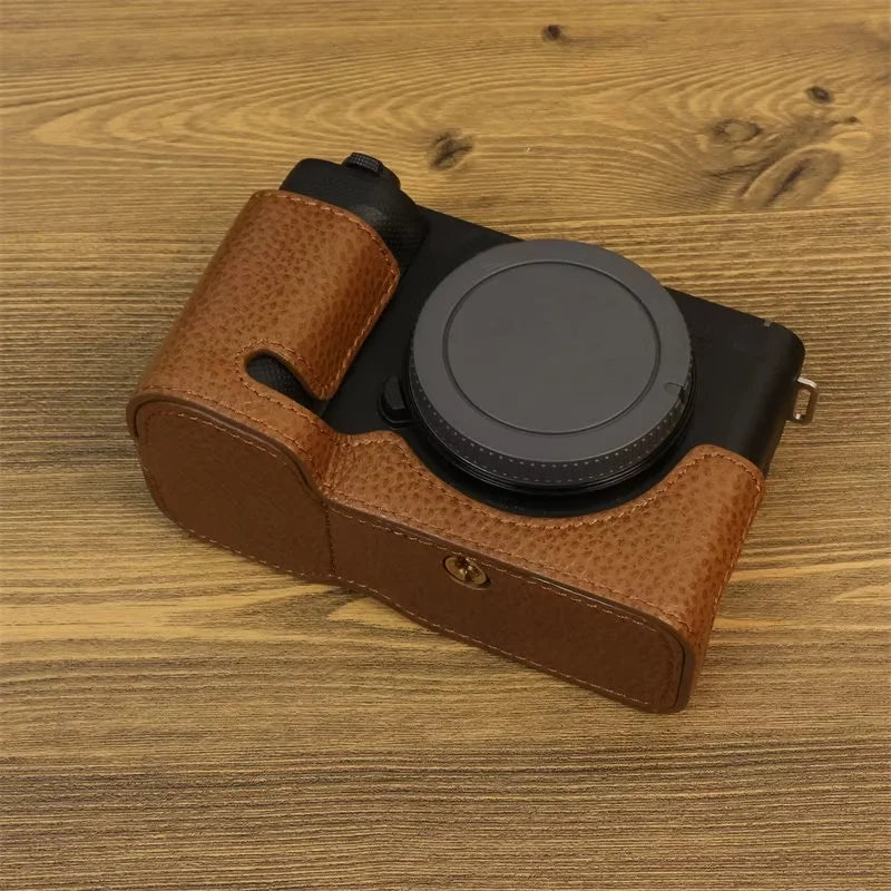 For Sony ZV-E1 Half Body Cover Genuine Cow Leather Camera Bottom Case with Battery Opening