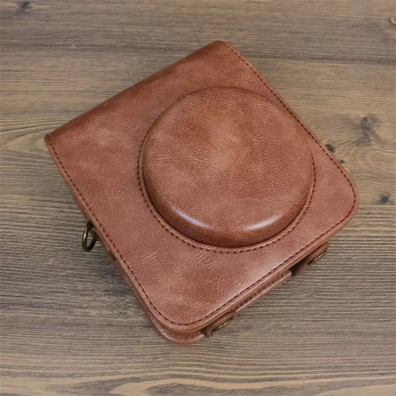 For Fujifilm Instax Mini 12 PU Leather Camera Bag Protective Cover with Shoulder Strap