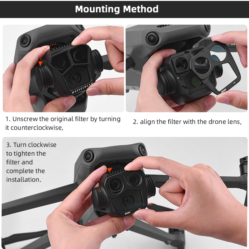 BRDRC For DJI Mavic 3 Pro Multi-layer Nano-coating Optical Glass Filter with Aluminium Frame