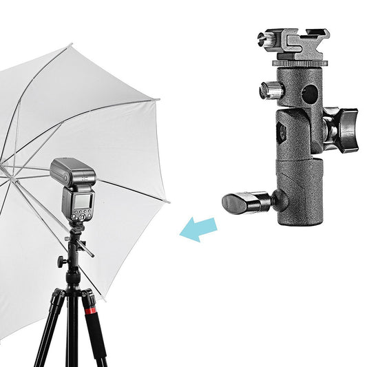 E005 Metal Flash Light Tripod Camera Mount Adapter with 3 / 8 to 1 / 4 Converter, Photography Reflector Holder with Umbrella Hole