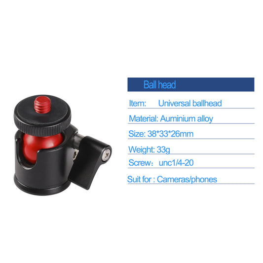 C017 For DSLR Camera Tripod Mount Holder Aluminum Alloy 360 Degree Rotating Ball Gimbal Mount Adapter with 1 / 4 Screw