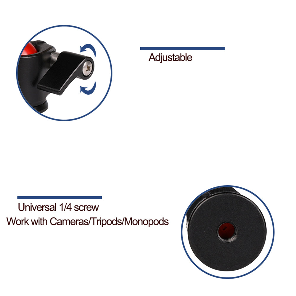 C017 For DSLR Camera Tripod Mount Holder Aluminum Alloy 360 Degree Rotating Ball Gimbal Mount Adapter with 1 / 4 Screw
