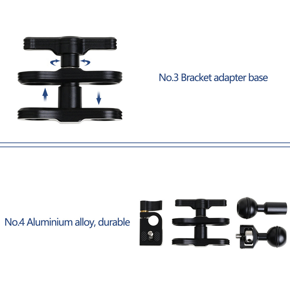 H029 Multi-Functional Rotating Ball Mount Adapter LED Monitor Clip Magic Arm 1 / 4 to 15mm Tube Converter Camera Accessories