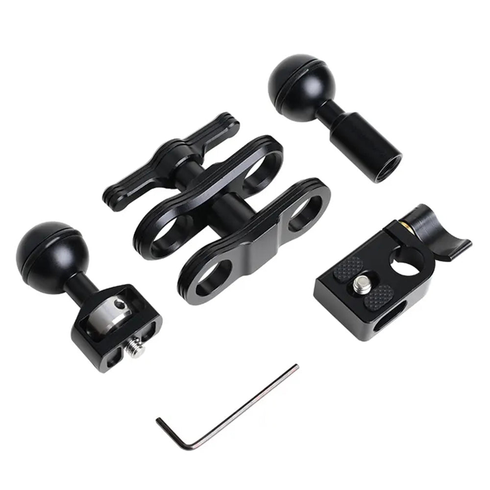 H029 Multi-Functional Rotating Ball Mount Adapter LED Monitor Clip Magic Arm 1 / 4 to 15mm Tube Converter Camera Accessories