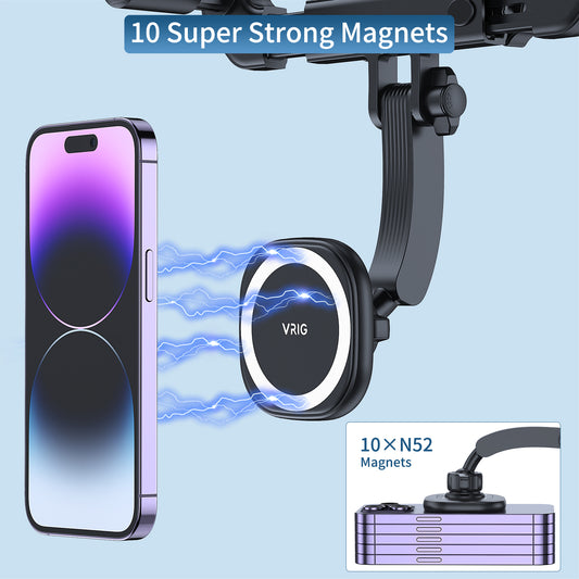 VRIG MG-17 Car Phone Holder 360-degree Rearview Mirror Phone Holder Mount Stand Compatible with Magsafe