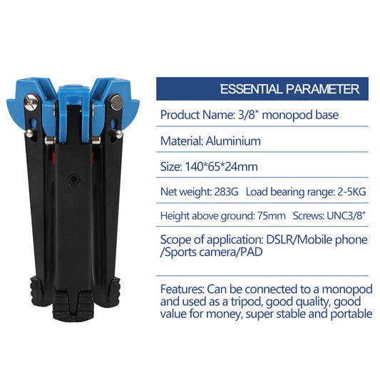 A005 Portable Foldable Tripod Aluminum Alloy DSLR Camera Phone Stand 3 / 8 Screw Monopod Mount Connector