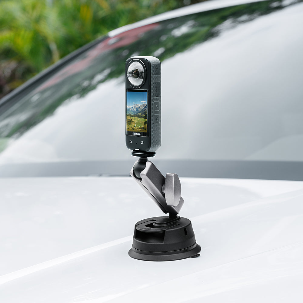For GoPro Action Camera Car Mount Sucker Bracket Aluminum Alloy + Nylon Camera Phone Holder Stand