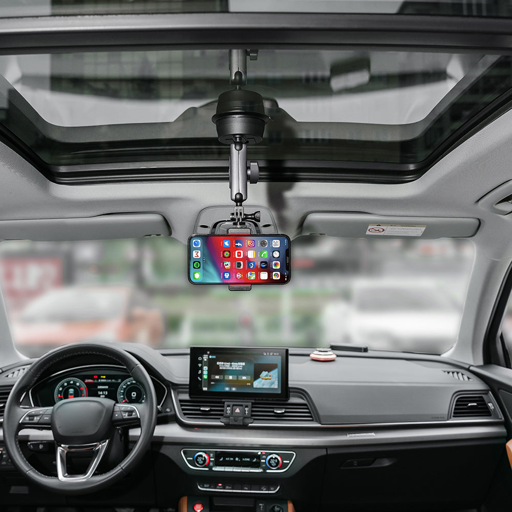 For GoPro Action Camera Car Mount Sucker Bracket Aluminum Alloy + Nylon Camera Phone Holder Stand