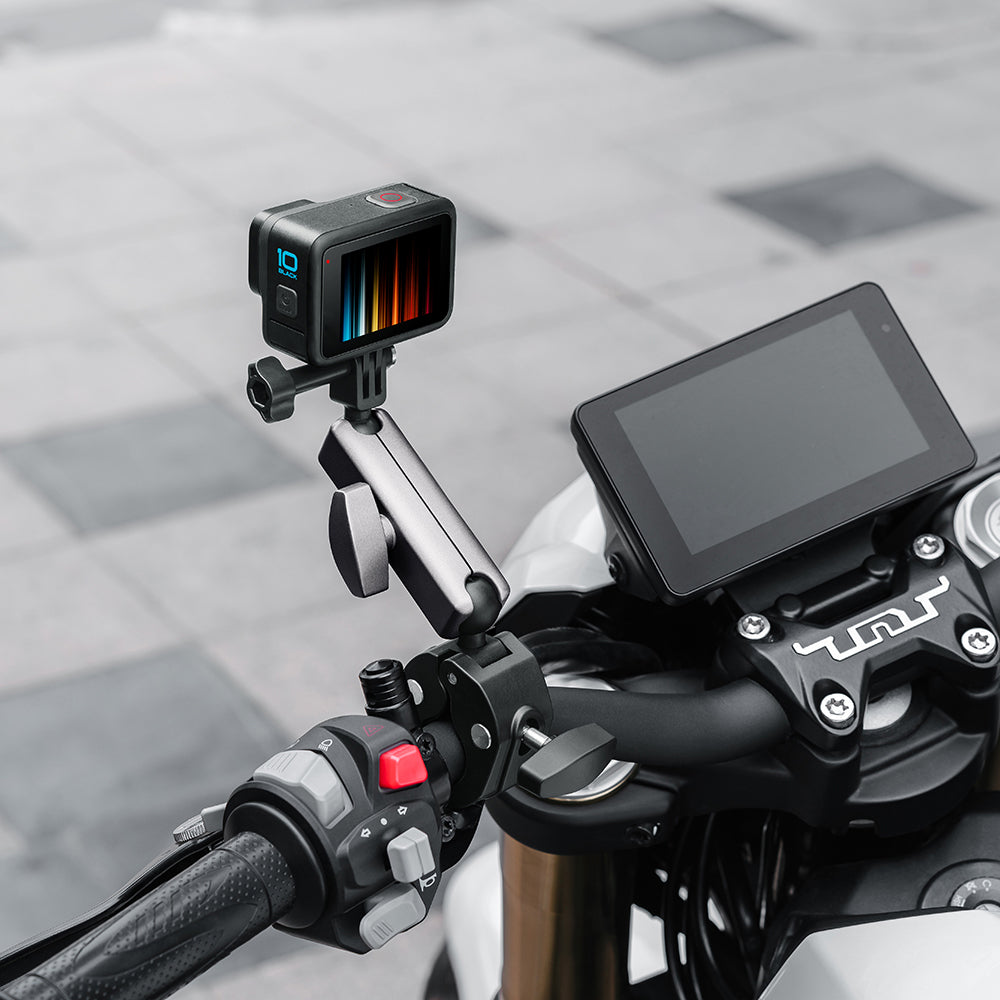 Motorcycle Handlebar Bike Mount Clamp Clip Aluminum Alloy Nylon Camera Holder for GoPro Hero 10 9 / Insta360 /