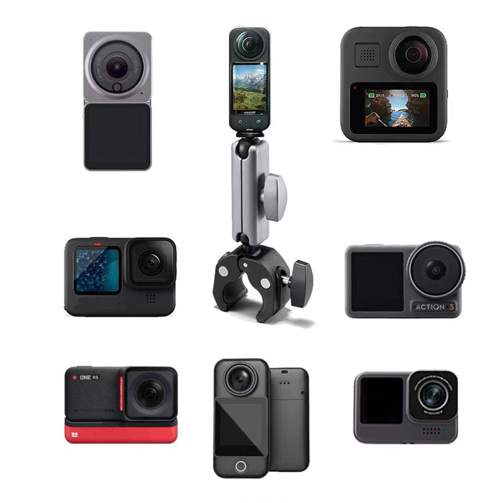 Motorcycle Handlebar Bike Mount Clamp Clip Aluminum Alloy Nylon Camera Holder for GoPro Hero 10 9 / Insta360 /