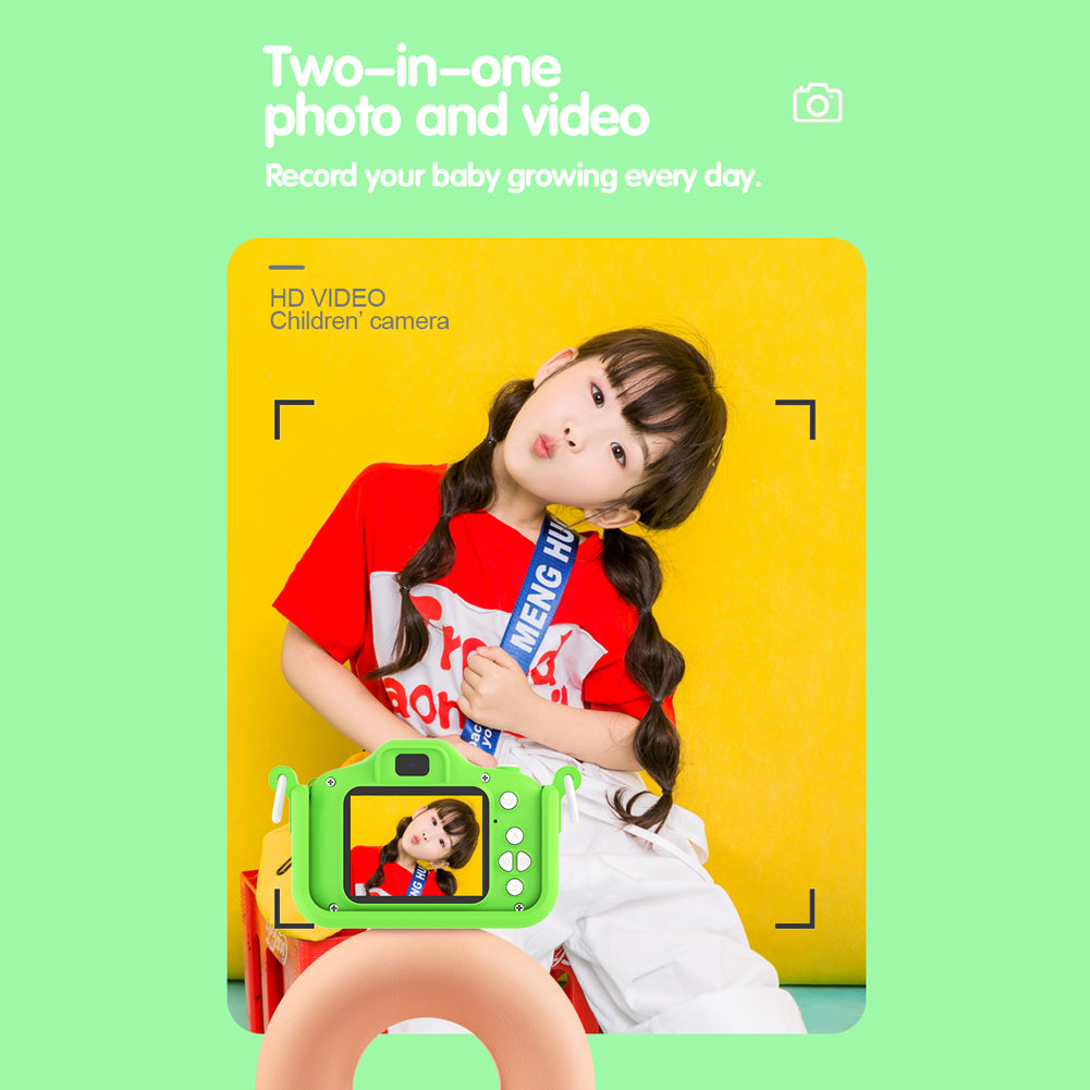 X9S 2-inch LCD Screen 4K Dual Lens Children Camera Cute Frog Kids Anti-Drop Digital Camera with Shouder Strap