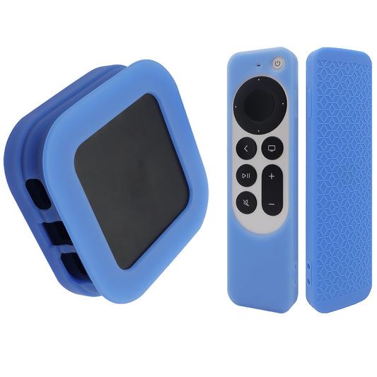 2Pcs / Set For Apple TV 4K 2022 Folding Style Soft Silicone Set-top Box Protective Cover + Remote Control Case