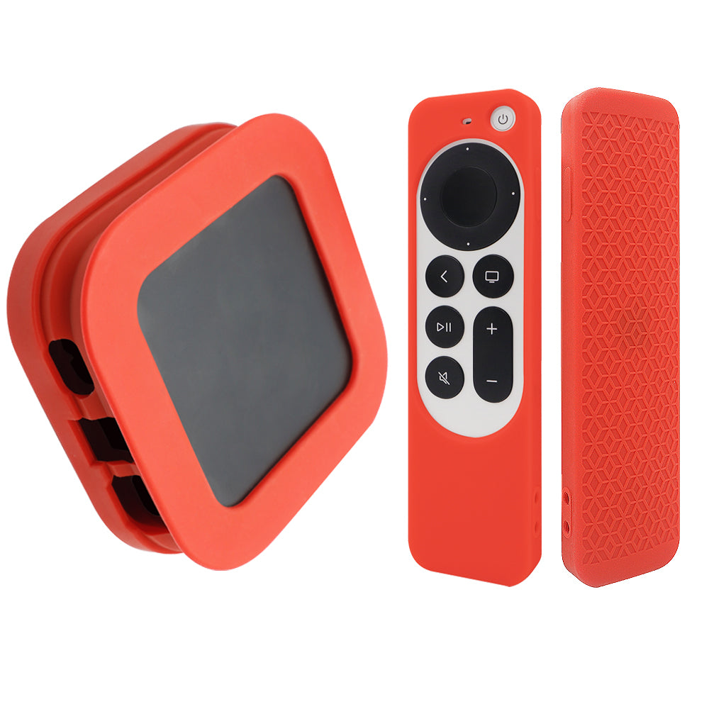 2Pcs / Set For Apple TV 4K 2022 Folding Style Soft Silicone Set-top Box Protective Cover + Remote Control Case