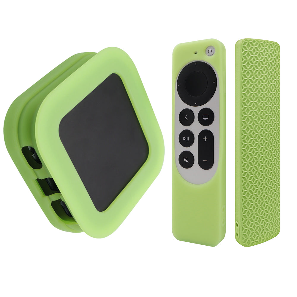 2Pcs / Set For Apple TV 4K 2022 Folding Style Soft Silicone Set-top Box Protective Cover + Remote Control Case