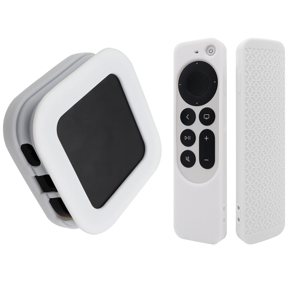 2Pcs / Set For Apple TV 4K 2022 Folding Style Soft Silicone Set-top Box Protective Cover + Remote Control Case