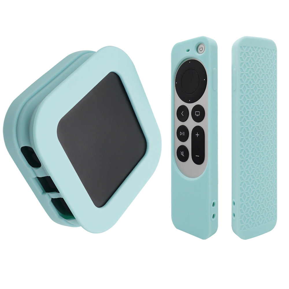 2Pcs / Set For Apple TV 4K 2022 Folding Style Soft Silicone Set-top Box Protective Cover + Remote Control Case