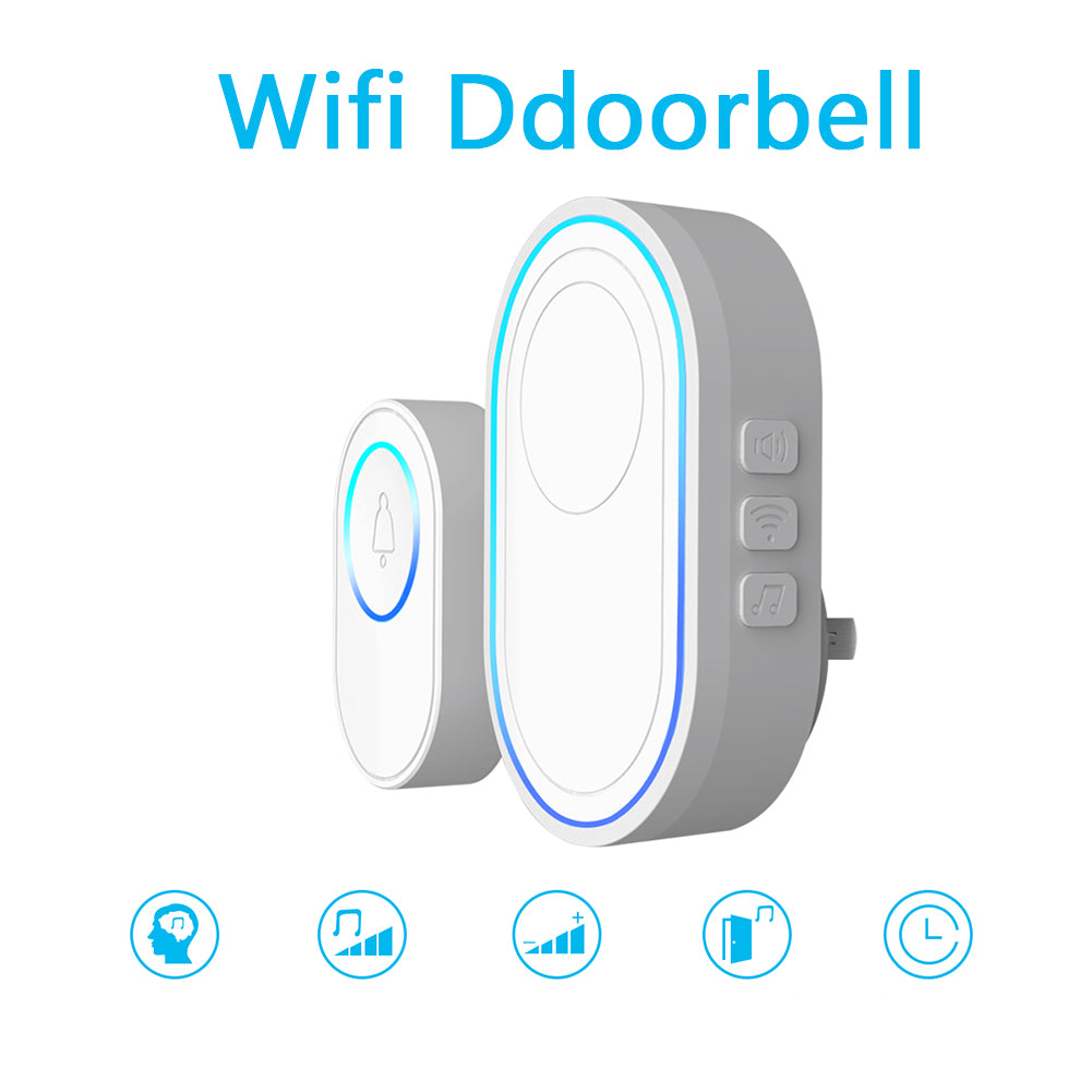 L019 Tuya App WiFi Doorbell Alarm System Home Intelligent Wireless Doorbell, 1 Transmitter+1 Receiver