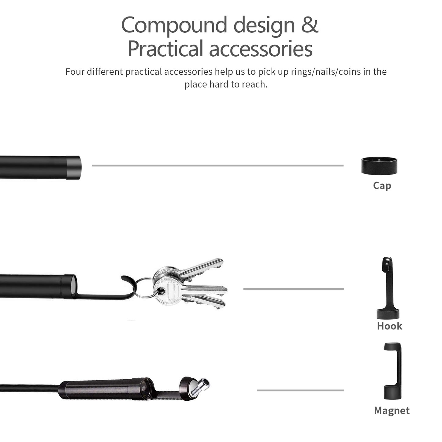 B315 7m Wire 6+1 LED 8mm Dual Lens HD Industrial Borescope 4.3-inch Screen Endoscope Inspection Camera