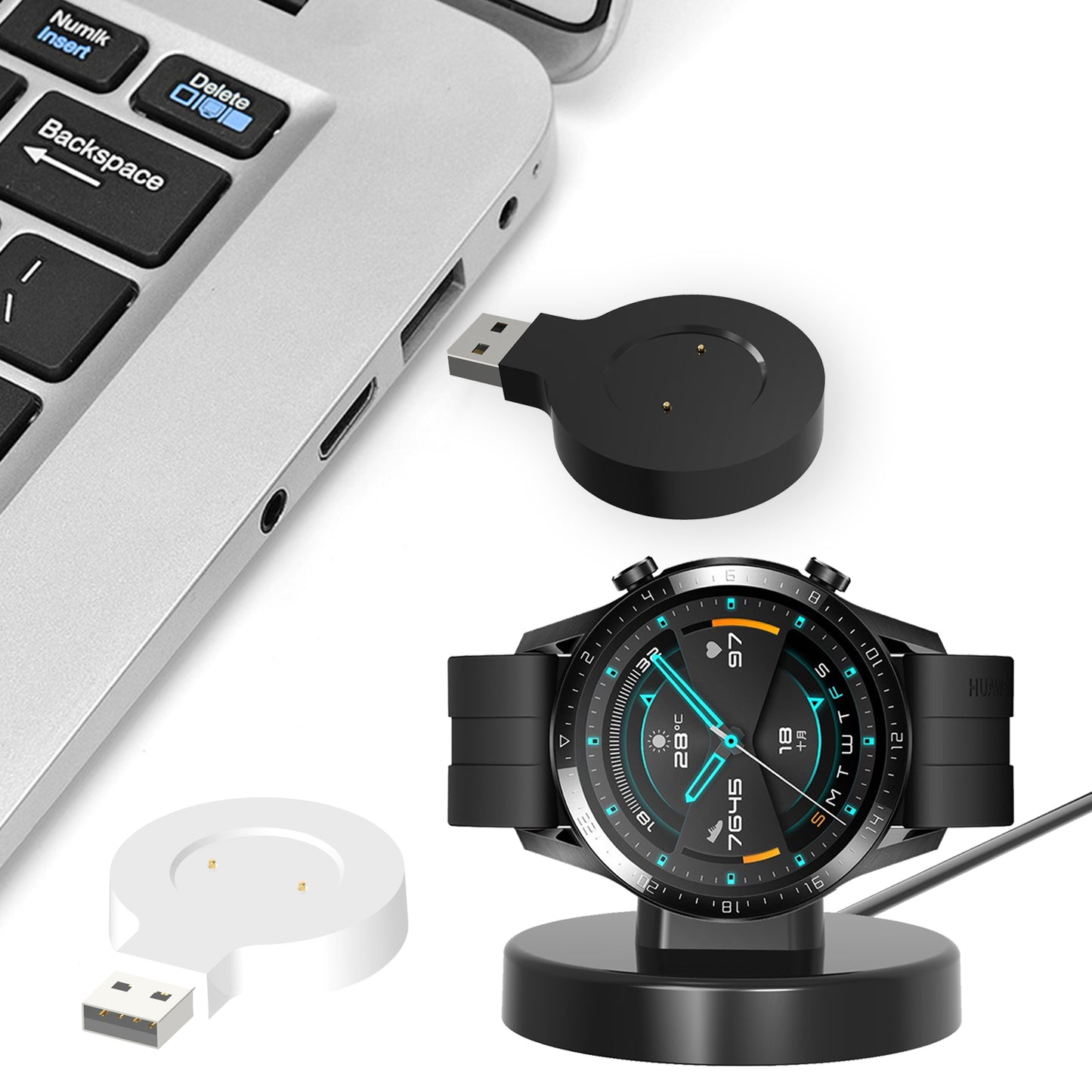 For Honor Watch GS 3i USB Mini Watch Charger with Charging Dock Station Stand Holder