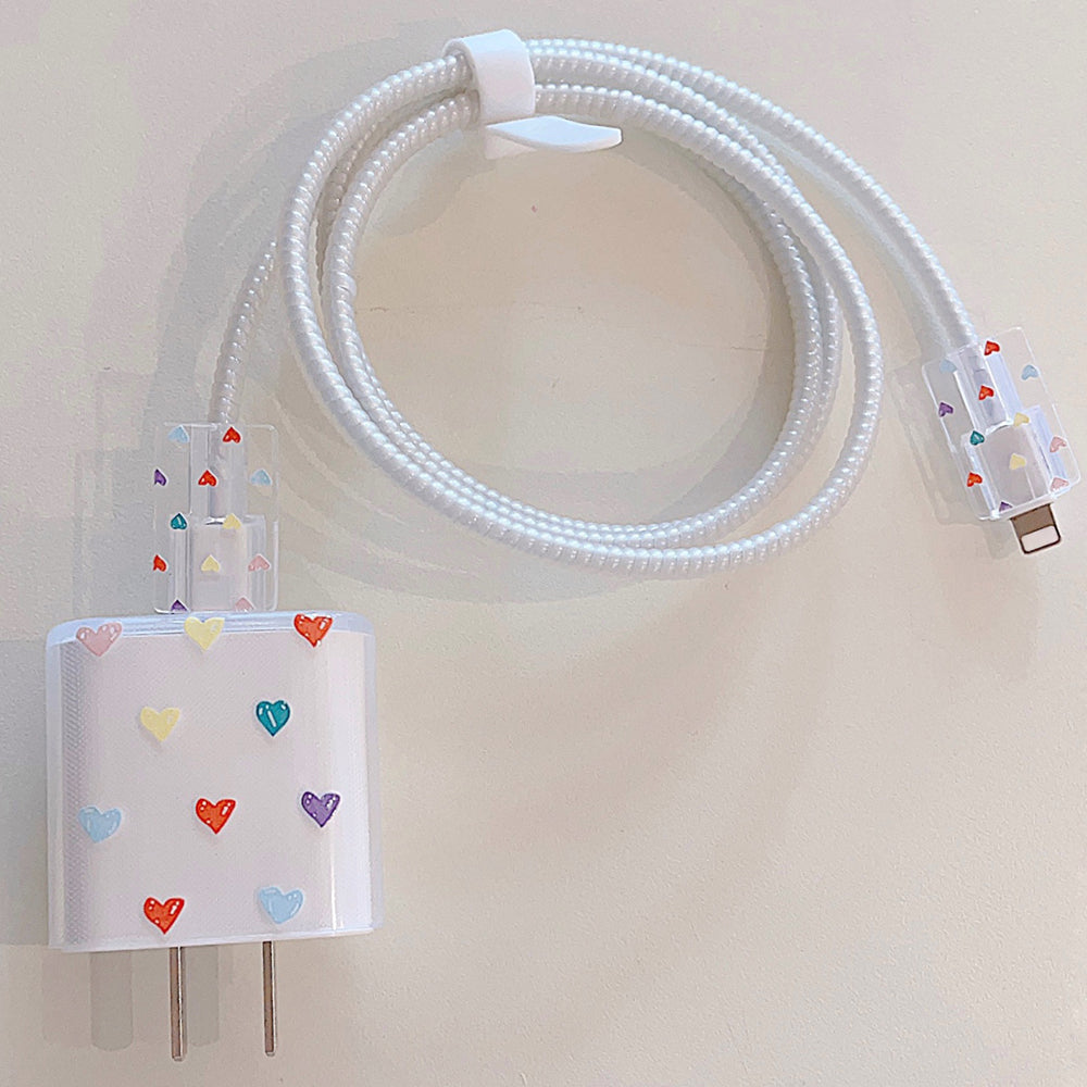 Transparent TPU Case for iPhone 18W / 20W Charger Adapter Protector Set with Charging Cable Connector Cover