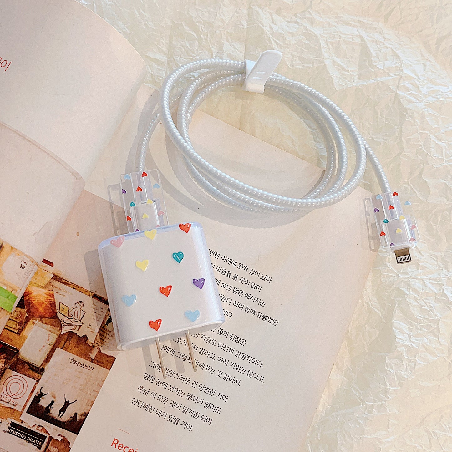 Transparent TPU Case for iPhone 18W / 20W Charger Adapter Protector Set with Charging Cable Connector Cover