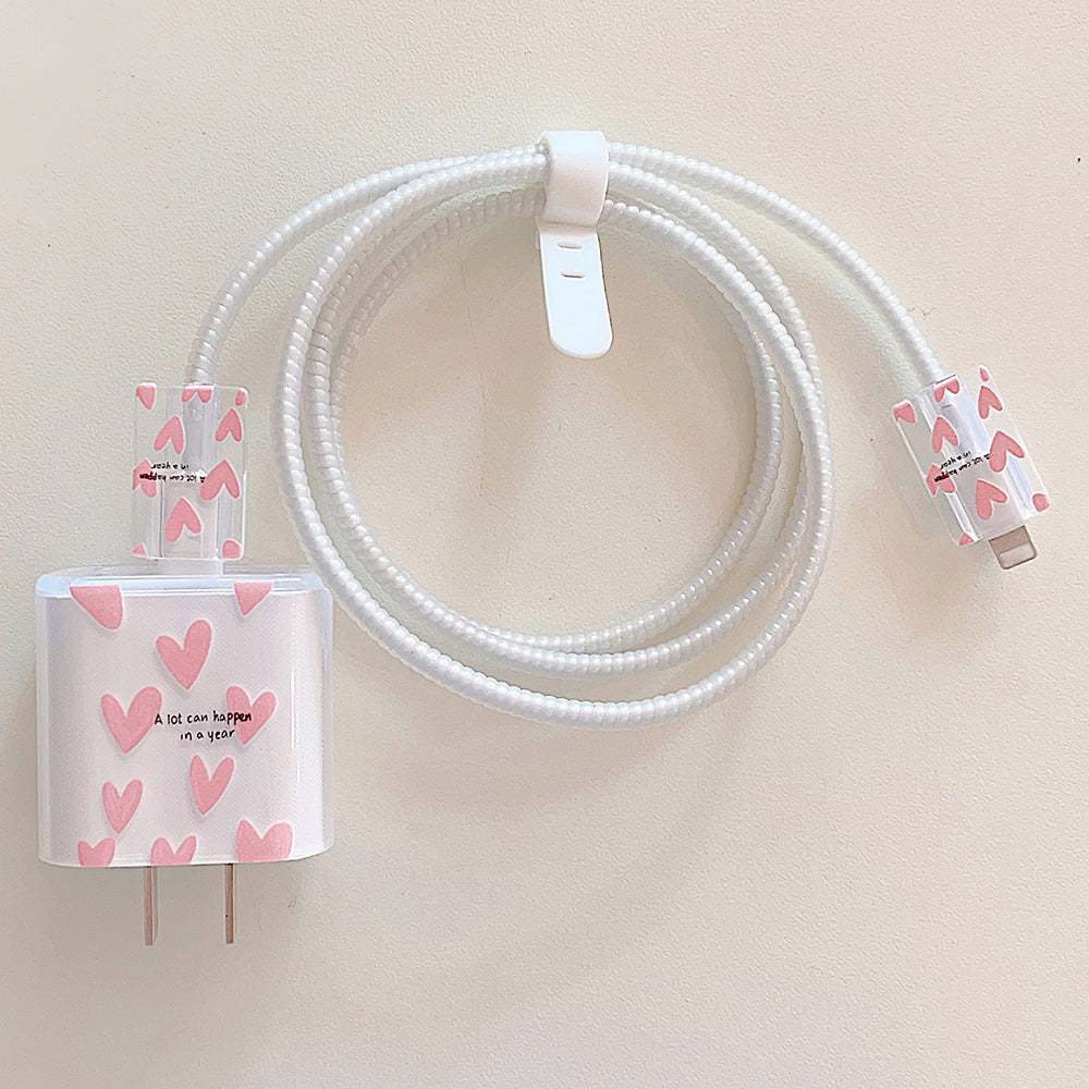 Transparent TPU Case for iPhone 18W / 20W Charger Adapter Protector Set with Charging Cable Connector Cover