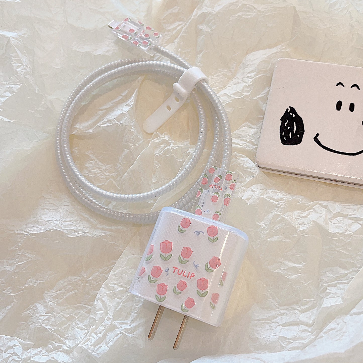 Transparent TPU Case for iPhone 18W / 20W Charger Adapter Protector Set with Charging Cable Connector Cover