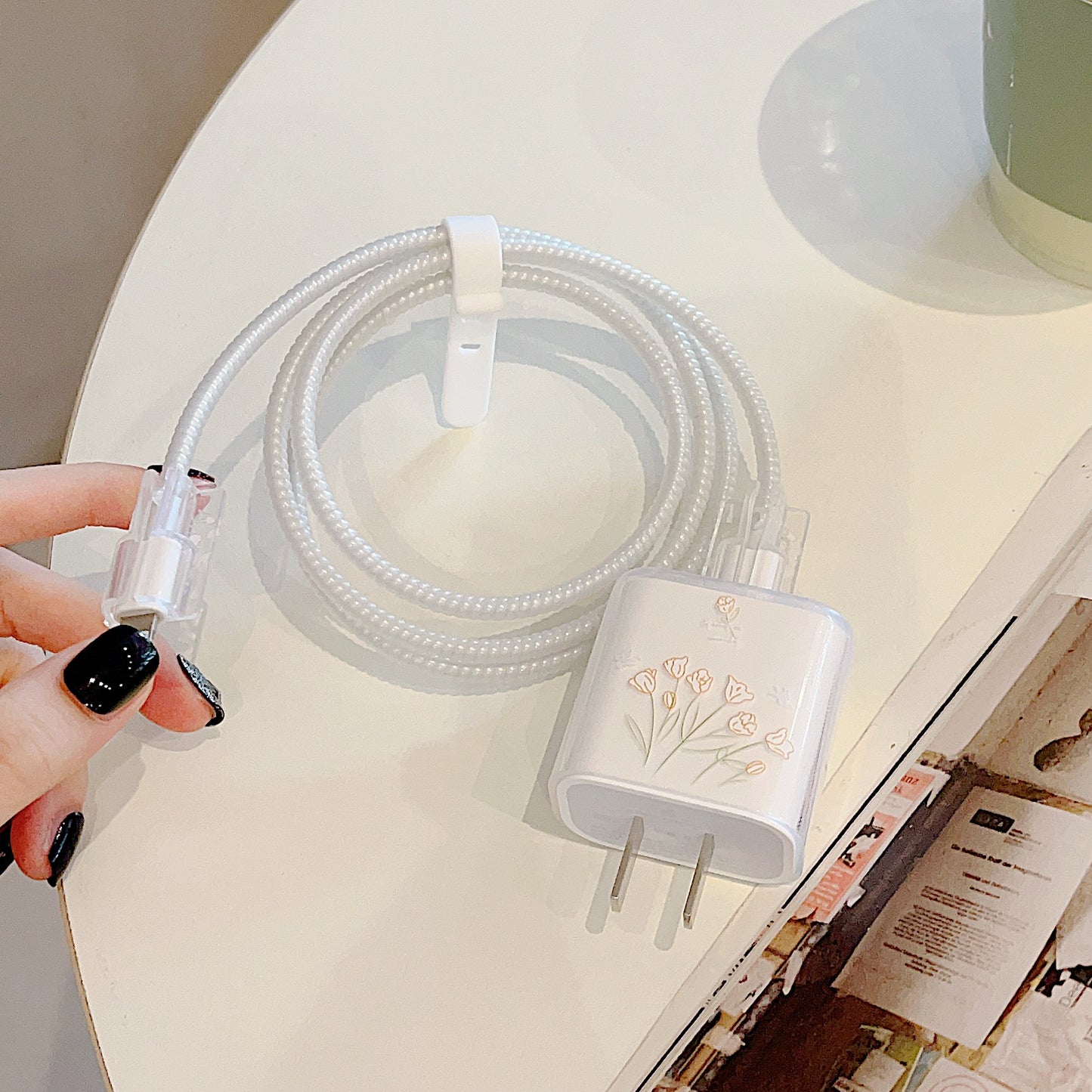 Transparent TPU Case for iPhone 18W / 20W Charger Adapter Protector Set with Charging Cable Connector Cover