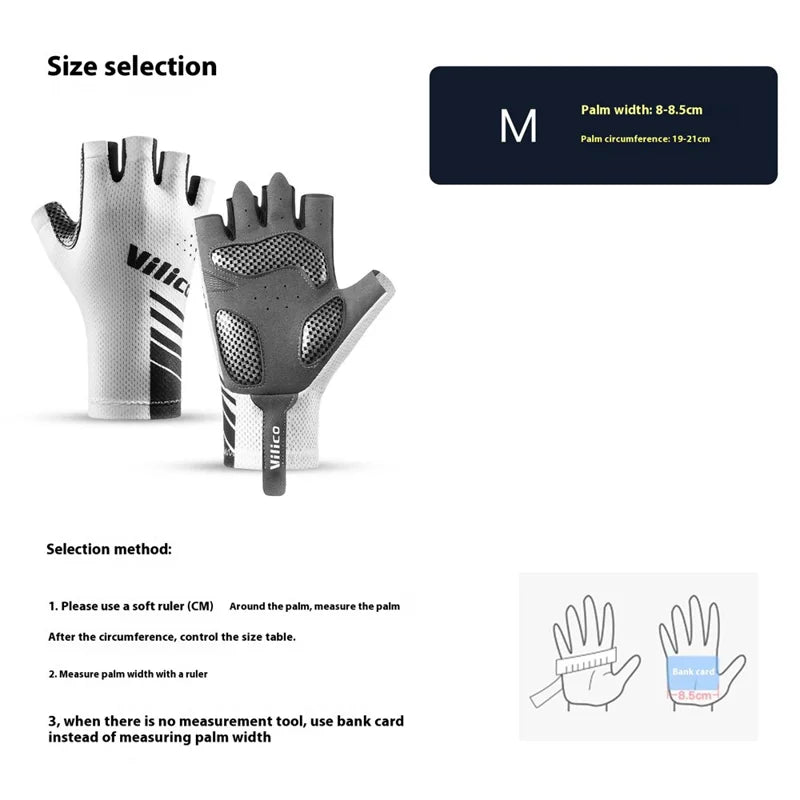 VILICO A0132 Shock Absorbing Cycling Gloves Anti Slip Fingerless Mittens for Outdoor Sports , Size M / White
