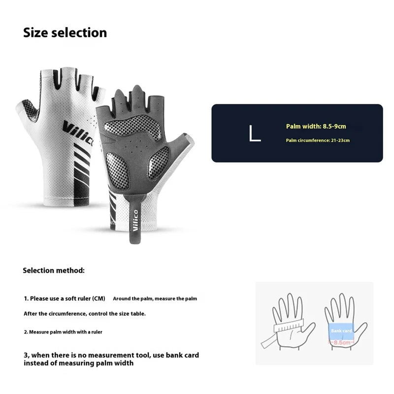 VILICO A0132 Shock Absorbing Cycling Gloves Anti Slip Fingerless Mittens for Outdoor Sports , Size L / White