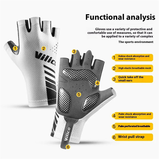 A0132 1Pair Cycling Gloves Half Finger Touchscreen Anti Slip Sports Gloves for Outdoor / Biking / Fishing, White XL