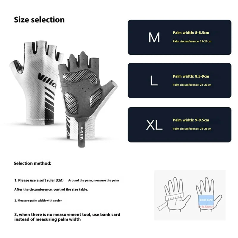 A0132 1Pair Cycling Gloves Half Finger Touchscreen Anti Slip Sports Gloves for Outdoor / Biking / Fishing, White XL