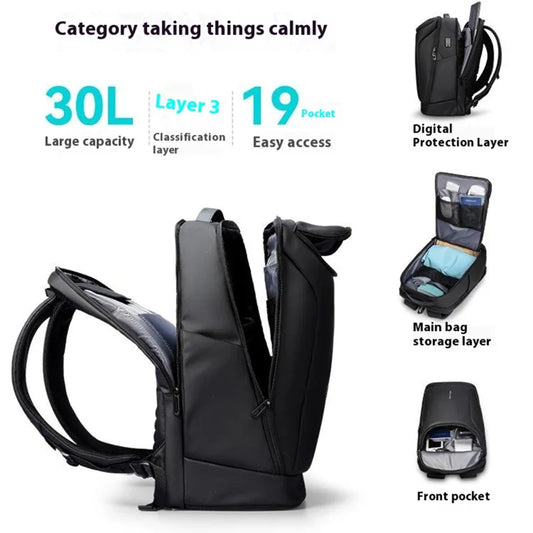 MARK RYDEN MR9031YSJ 30L Large Capacity Men Backpack with External USB Port Laptop Shoulder Bag