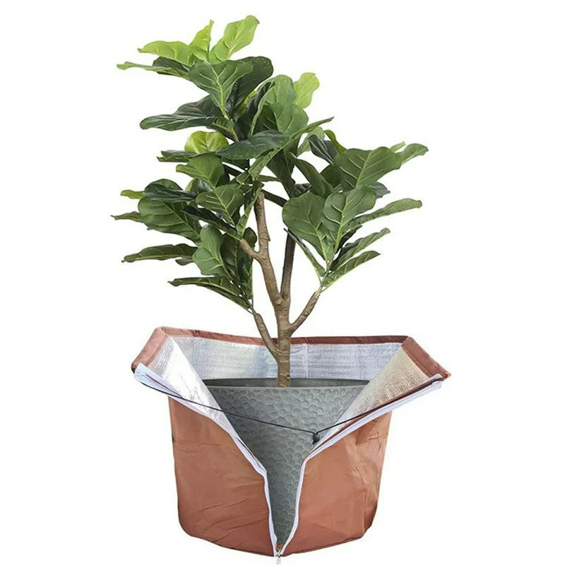 45x70cm Winter Plant Pot Protection Bag with Drawstring and Zipper Anti-Frost Plant Cover