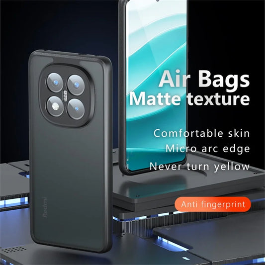 For Xiaomi Redmi Note 14 Pro+ 5G Case Skin-Touch TPU+PC Matte Phone Shell, Transparent Black