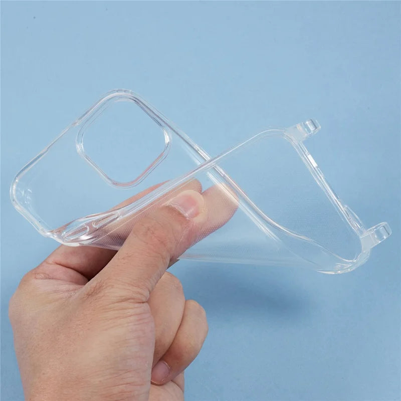 For iPhone 14 Case TPU 1.8mm Clear Phone Cover with Lanyard Holes