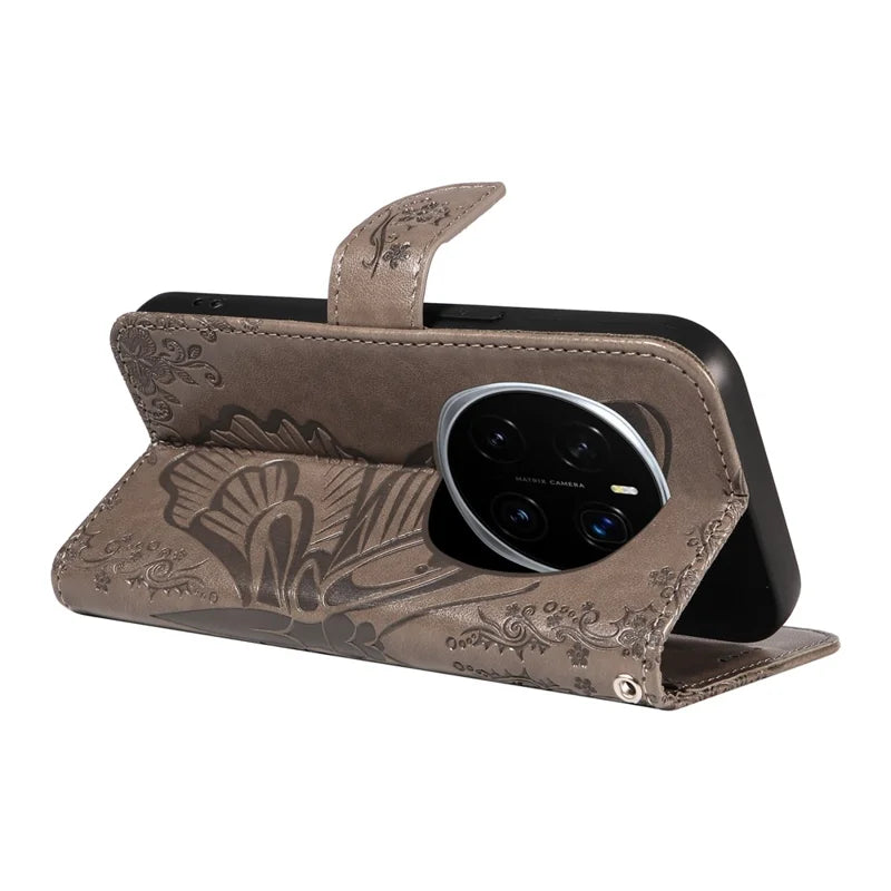 For Honor Magic7 Pro 5G Case Butterfly Pattern PU Leather Folio Flip Phone Cover