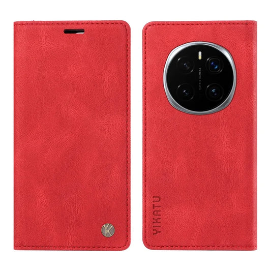 For Honor Magic7 Pro 5G Leather Cover YIKATU YK-004 Skin-Touch Wallet Phone Cases - Red