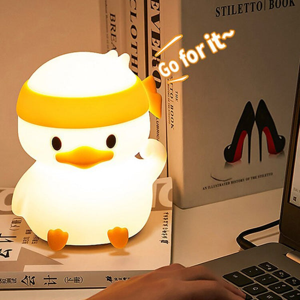 LED Silicone Light USB Rechargeable Cute Good Luck Duck Night Lamp with Color Changing