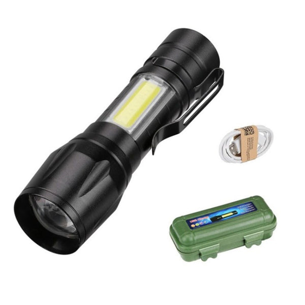 LIYINGYAN 10W USB Rechargeable LED Flashlight Super Bright COB Light for Outdoor Emergency