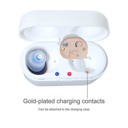 V30 Binaural Rechargeable Hearing Aid Wireless Elderly Voice Amplifier with Charging Case