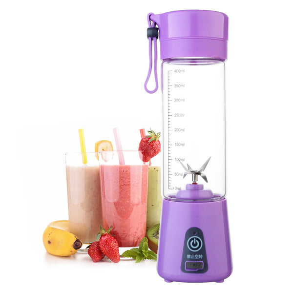 Portable Multifunctional Glass USB Rechargeable Electric Juicer Blender 400ml