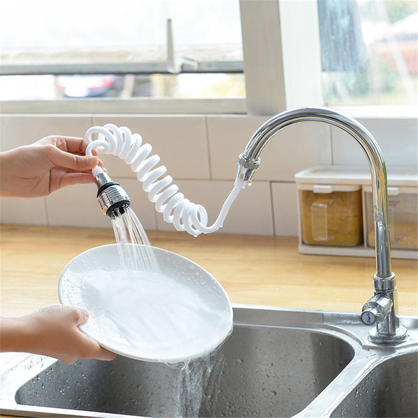 Long Hose Shrinkable Home Kitchen Faucet Splash Head Extension Extender