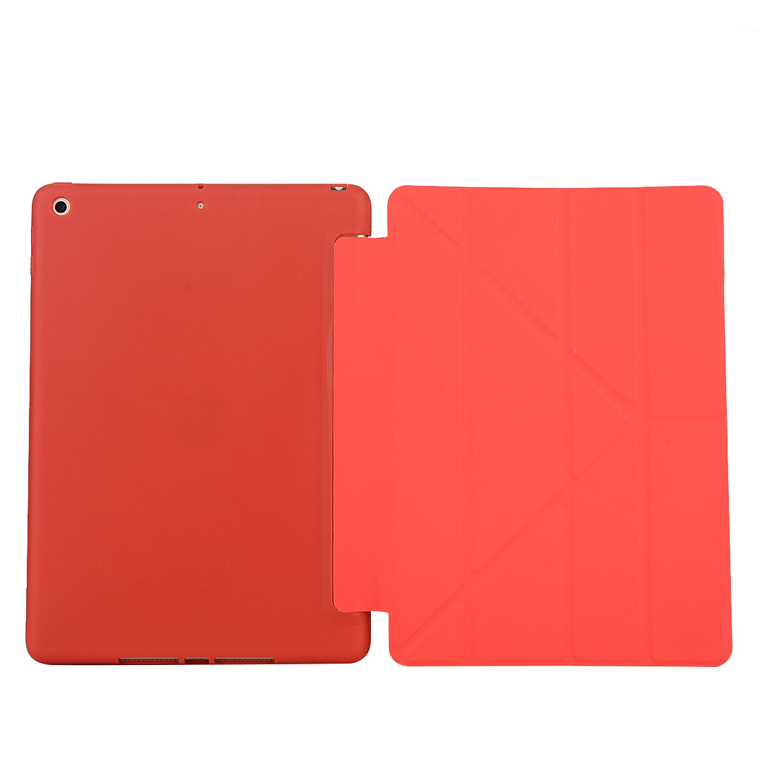 For iPad 10.2 (2021)/(2020)/(2019) Protective Cover Folding Deformed Silicone + PU Leather Stand Tablet Case