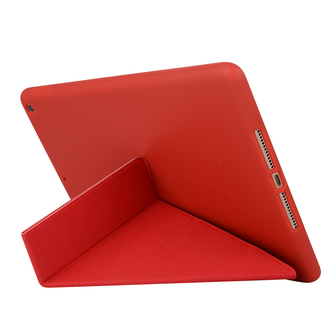 For iPad 10.2 (2021)/(2020)/(2019) Protective Cover Folding Deformed Silicone + PU Leather Stand Tablet Case