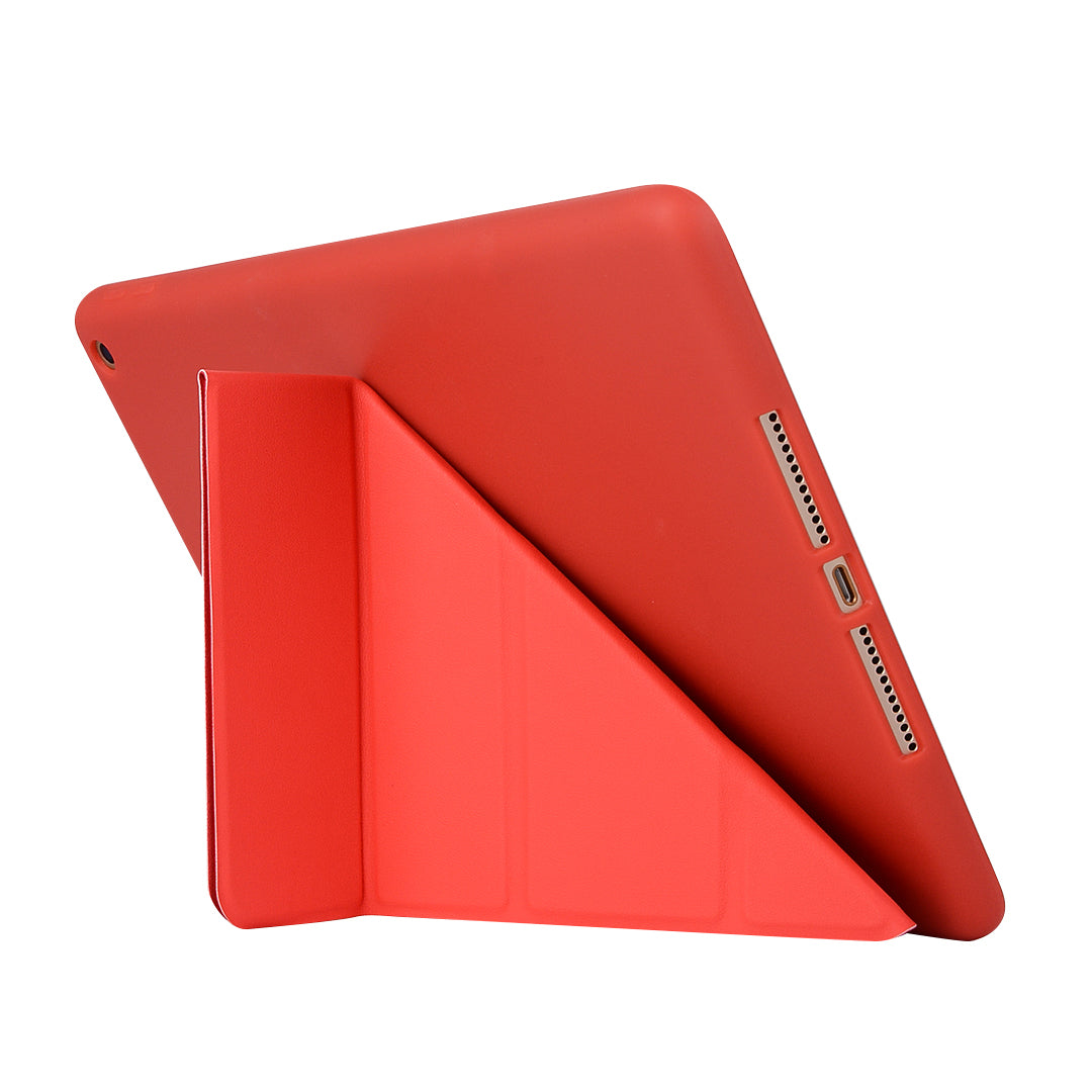 For iPad 10.2 (2021)/(2020)/(2019) Protective Cover Folding Deformed Silicone + PU Leather Stand Tablet Case