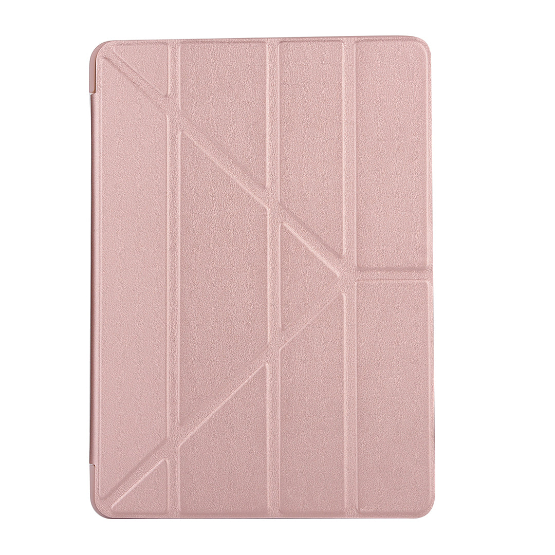 For iPad 10.2 (2021)/(2020)/(2019) Protective Cover Folding Deformed Silicone + PU Leather Stand Tablet Case