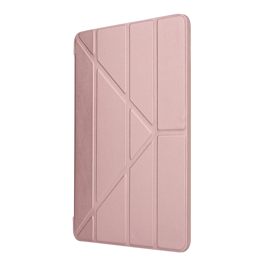 For iPad 10.2 (2021)/(2020)/(2019) Protective Cover Folding Deformed Silicone + PU Leather Stand Tablet Case